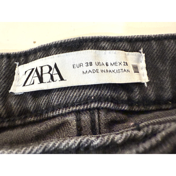 Zara Jeans Womens 6 Washed Black Gray Skinny Tapered 5-Pocket Zip Fly Denim - Picture 2 of 6